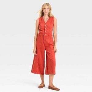 Universal Thread Cropped Sleeveless Denim Jumpsuit
